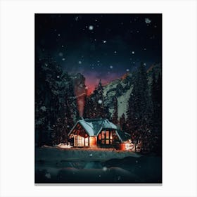 Cabin In The Snow Canvas Print