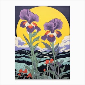 Ayame Japanese Iris 1 Vintage Botanical Woodblock Canvas Print