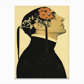 Man With Flowers In His Head Canvas Print