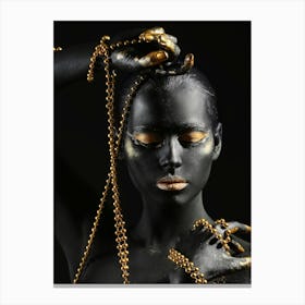 Black Woman With Gold Chains Canvas Print