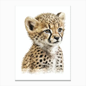 Baby Cheetah Watercolor Painting Portrait Canvas Print