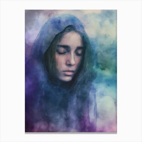 Watercolor Of A Girl Portrait Painting Canvas Print