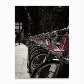 Pink Bicycles In Barcelona Canvas Print