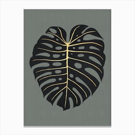 Black and gold leaves 5 Canvas Print