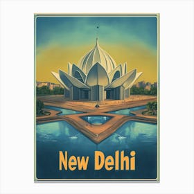 Aihrgdesign A 1970s Inspired Travel Poster For New Delhi 1 Canvas Print