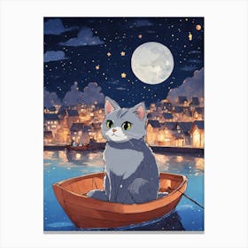 Cat In A Boat 2 Canvas Print