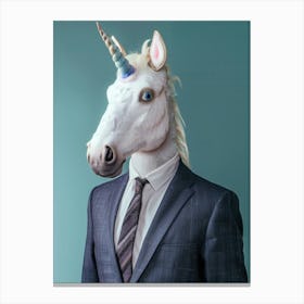 Toy Unicorn In A Suit & Tie 1 Canvas Print