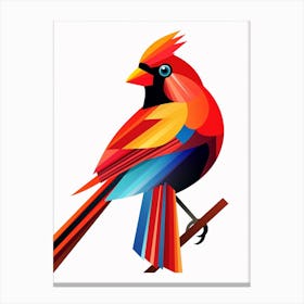Colourful Geometric Bird Cardinal 4 Canvas Print