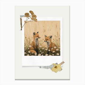 Scrapbook Foxes Fairycore Painting 4 Canvas Print