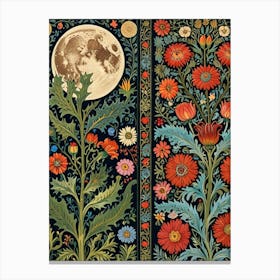 William Morris Moon And Flowers 13 Canvas Print