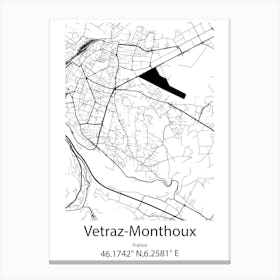 Vetraz Monthoux,France Minimalist Map Canvas Print