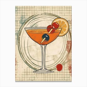 Manhattan Cocktail On A Tiled Background Canvas Print