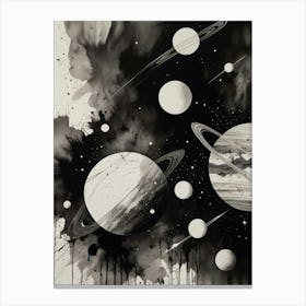 Planets In Black And White Canvas Print