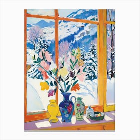 The Windowsill Of Banff   Canada Snow Inspired By Matisse 1 Canvas Print