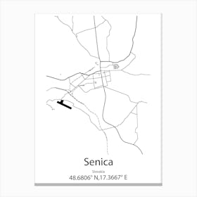 Senica,Slovakia Minimalist Map Canvas Print