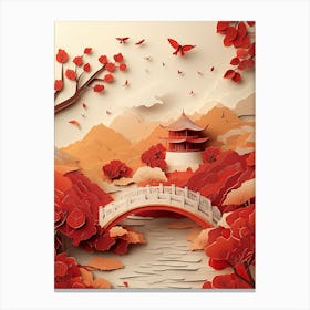 Beautiful Landscape Paper Craft Style Canvas Print