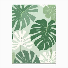 Green Monstera Leaves Canvas Print