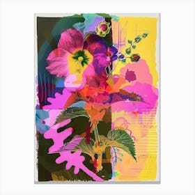 Hollyhock 3 Neon Flower Collage Canvas Print