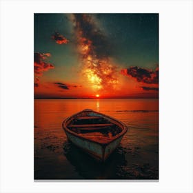 Sunset In A Boat 3 Canvas Print