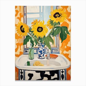 Bathroom Vanity Painting With A Sunflower Bouquet 4 Canvas Print