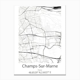 Champs Sur Marne,France Minimalist Map Canvas Print