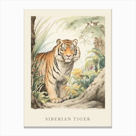Beatrix Potter Inspired  Animal Watercolour Siberian Tiger 4 Canvas Print