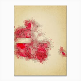 Denmark Flag Vintage Canvas Print