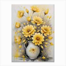 Yellow Flowers In A Vase Canvas Print