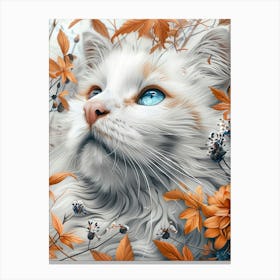 White Cat With Blue Eyes Canvas Print