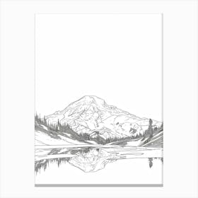 Mount Rainier Usa Line Drawing 6 Canvas Print