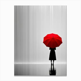 Woman With Red Umbrella Canvas Print