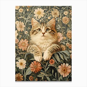 Cat In Flowers 1 Canvas Print