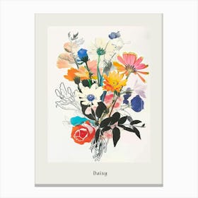 Daisy 3 Collage Flower Bouquet Poster Canvas Print