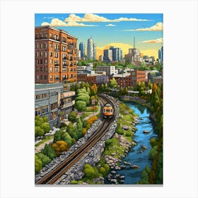 Spokane Washington Pixel Art 6 Canvas Print