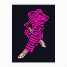 Pink stripe fashionista Canvas Print
