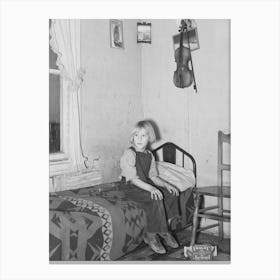 Child Of James Strunk In Corner Of Living Room, Near Wheelock, North Dakota By Russell Lee Canvas Print