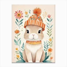 Floral Cute Baby Rabbit Bunny Nursery (8) Canvas Print