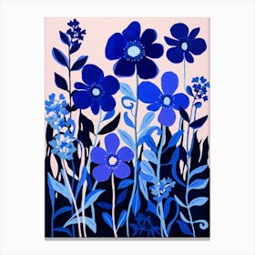 Blue Flower Illustration Lobelia 3 Canvas Print