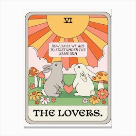 The Lovers Tarot Card Bunny Canvas Print