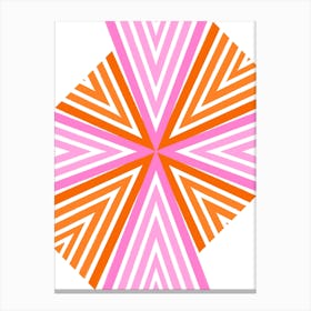 Pink And Orange Abstract Geometric Lines Pattern Canvas Print