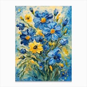 Blue And Yellow Flowers Canvas Print