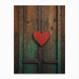 Heart On A Wooden Door Canvas Print