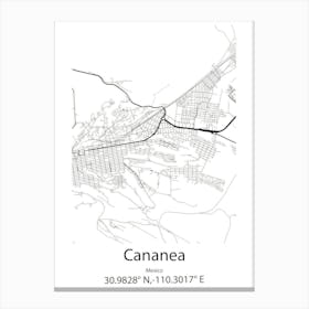 Cananea,Mexico Minimalist Map Canvas Print