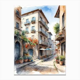Watercolor Of A Street 8 Canvas Print