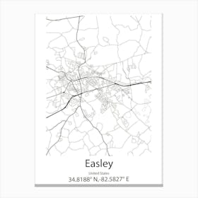 Easley,United States Minimalist Map 1 Canvas Print