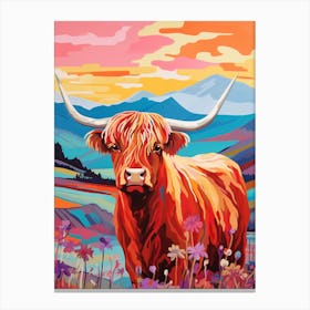 Highland Cow Paint Illustration 2 Canvas Print