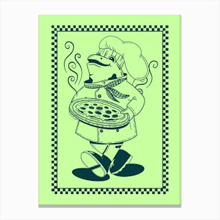 Pizza Frog Green Canvas Print