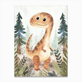 Cute Utahraptor Dinosaur Watercolour Canvas Print