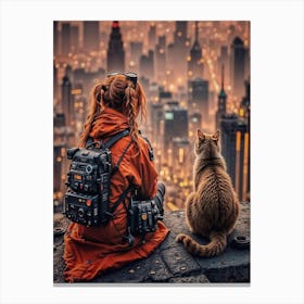 Cat Watching City Canvas Print