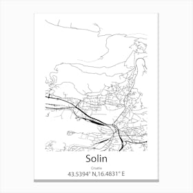 Solin,Croatia Minimalist Map Canvas Print